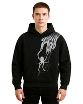Unisex Gothic Spider Hoodie – Black Pullover with Hand & Spider Print